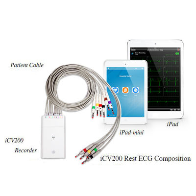 ICV200 Plactic IPad ECG Machine Bluetooth IOS Ecg Device CE ISO Standard